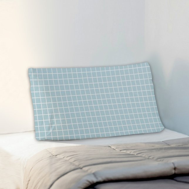 Blue Plaid Pattern Pillowcase (Criador carregado)