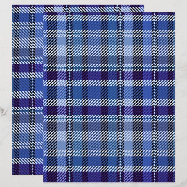 Blue Plaid Scrapbook Paper 2-Sided Page (Frente/Verso)
