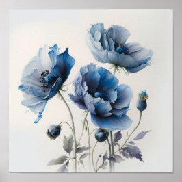 Blue Poppy Flowers Art Impressão