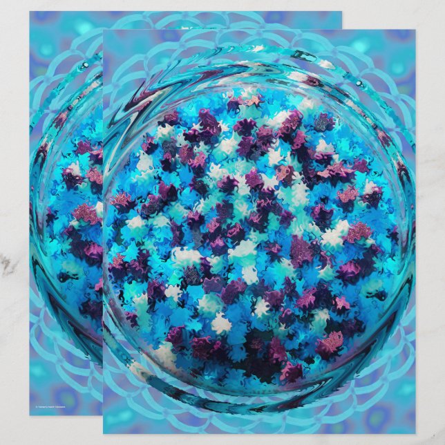 Blue Potpourri Scrapbook Paper 2-Sided Page (Frente/Verso)