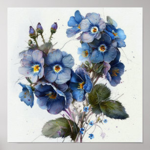 Blue Primrose Flowers Art Impressão