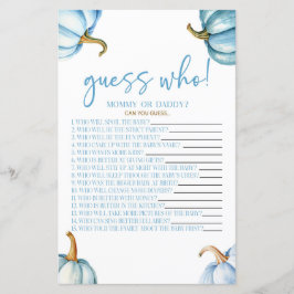 Blue Pumpkins adivinha quem é o jogo do Chá de fra