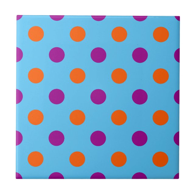 Blue Purple Orange Polka Dot Pattern (Frente)