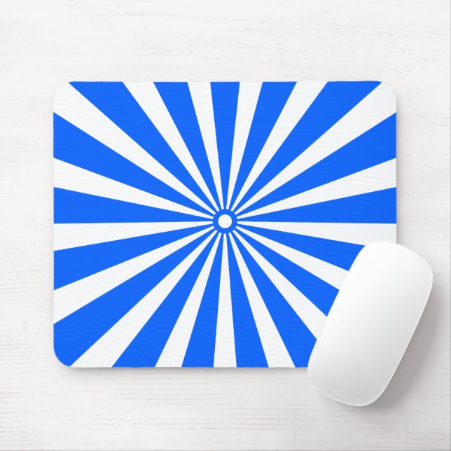 Blue Radiant Burst Mouse Pad – Modern Geometric En (Com mouse)