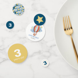 Blue Red Hot Air Balloon Stars Kids Feliz Aniversá