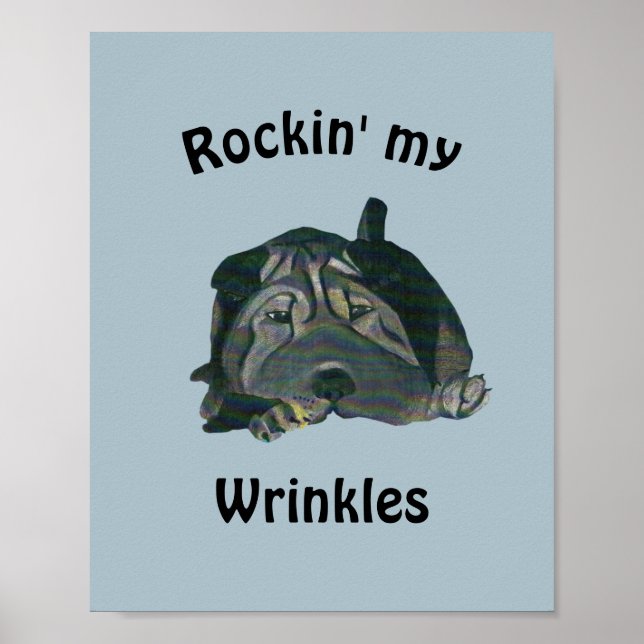 Blue "Rockin' My Winkles Black Sharpei Poster (Frente)