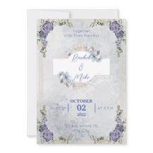 Blue Romantic Florals Convite de Casamento