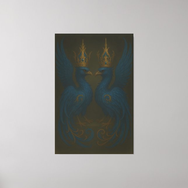 Blue Royal Phoenix Duo · Luxury Canvas Print (Frente)