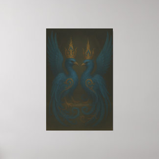 Blue Royal Phoenix Duo · Luxury Canvas Print
