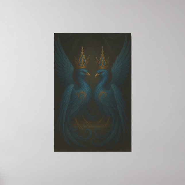 Blue Royal Phoenix Duo · Luxury Canvas Print (Frente)