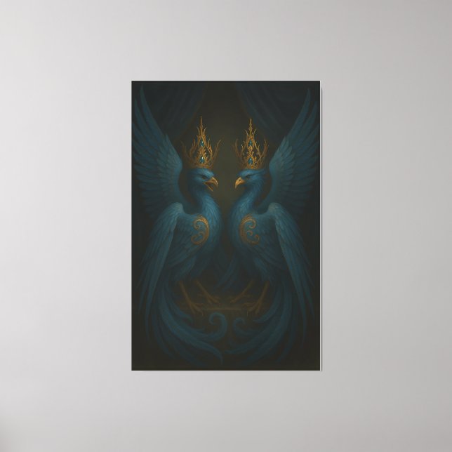 Blue Royal Phoenix Duo · Luxury Canvas Print (Frente)