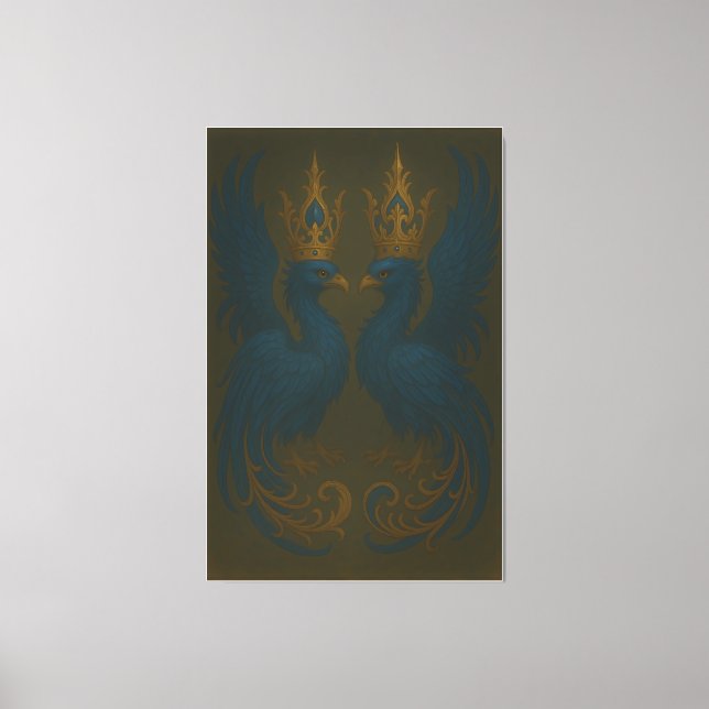 Blue Royal Phoenix Duo · Luxury Canvas Print (Frente)
