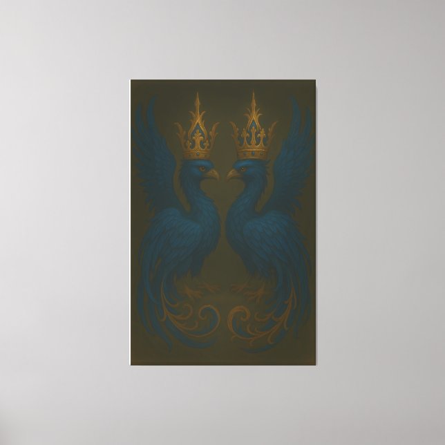 Blue Royal Phoenix Duo · Luxury Canvas Print (Frente)