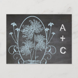 Blue Rustic Chalkboard Mason Jar Menu Choice RSVP