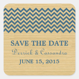 Blue Rustic Chevron - Salve os adesivos de data