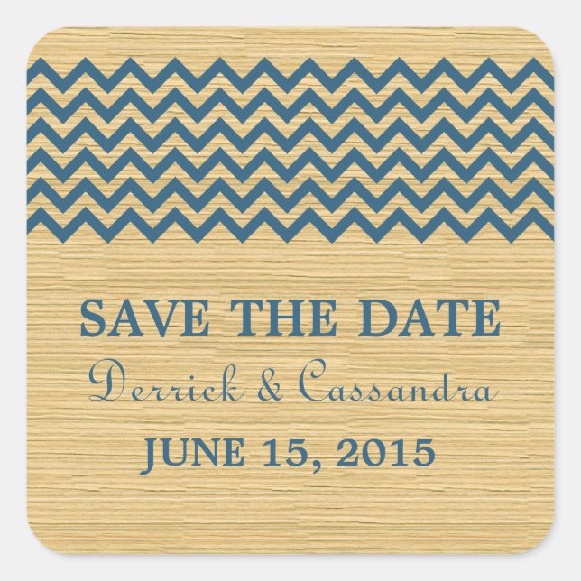 Blue Rustic Chevron - Salve os adesivos de data (Frente)