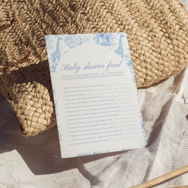 Blue Safari Toile de Jouy Baby Shower Feud Games (Criador carregado)