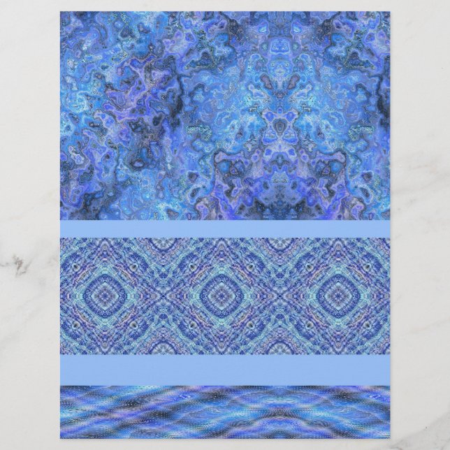 Blue Sampler Scrapbook Paper 2-Sided Page (Frente)
