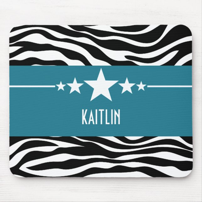 Blue Sassy Star Zebra Mousepad (Frente)
