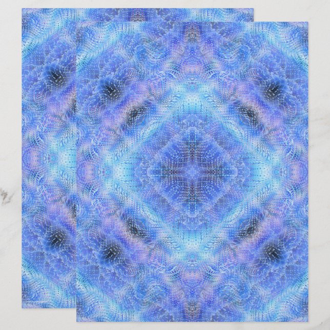 Blue Serene Garden Scrapbook Paper 2-Sided Page (Frente/Verso)