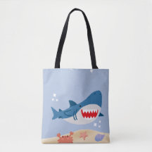 Blue shark tote bag