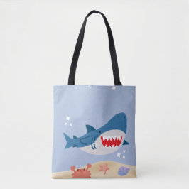 Blue shark tote bag