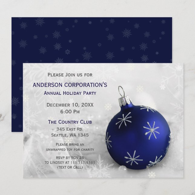 Blue Silver Festivo Corporativo - Convite (Frente/Verso)