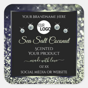 Blue Silver Glitter Etiquetas de produto Ouros de