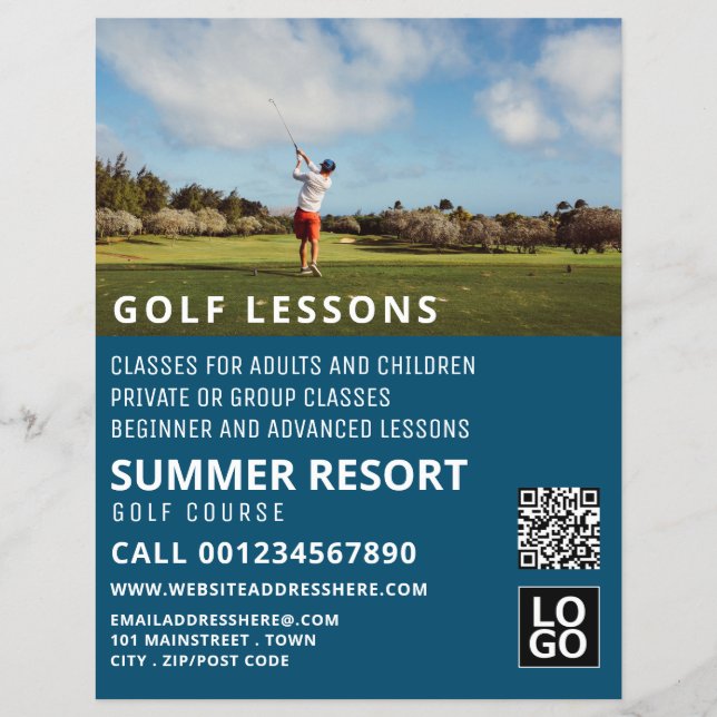 Blue Sky, GoIf Lesson Advertising Flyer (Frente)