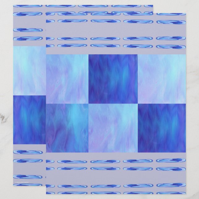 Blue Sky Tiles Scrapbook Paper 2-Sided Page (Frente/Verso)