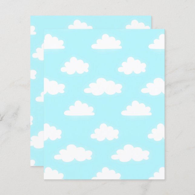 Blue Sky with Clouds Scrapbook Paper Craft Papers (Frente/Verso)