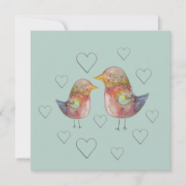 Blue Sparrow in Love Watercolor Art