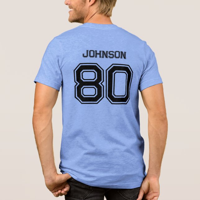 Blue Sports Team Personalizado Name, Number, Team  (Verso)