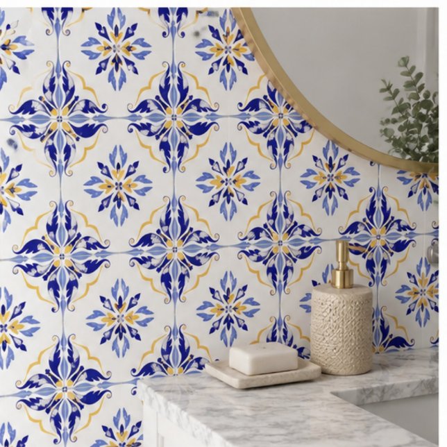 Blue Star Elegant Floral Mosaic  Mediterranean  (Criador carregado)