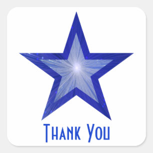 Blue Star Escura "Obrigado" adesivo quadrado branc
