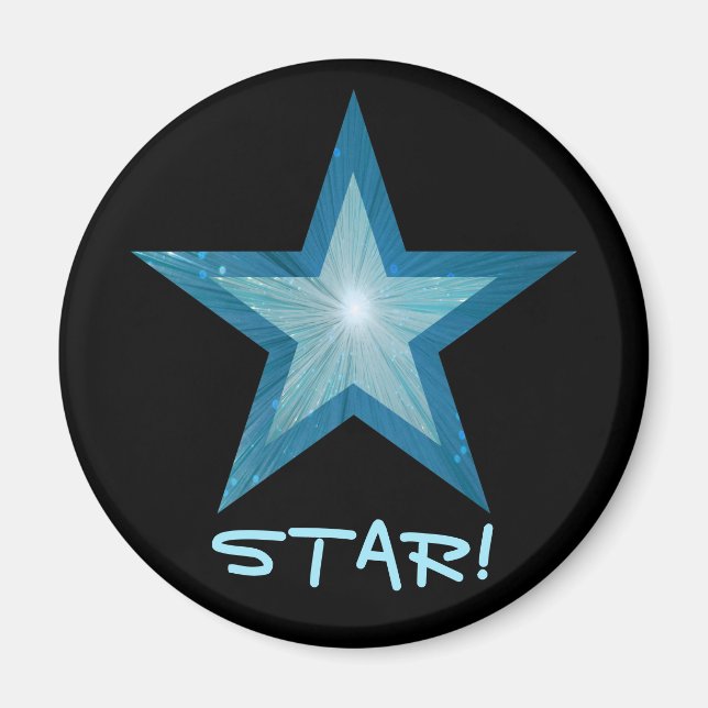 Blue Star Fridge 'STAR' imã redondo preto (Frente)