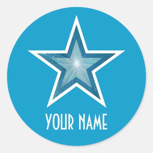 Blue Star 'Name' - etiqueta redonda azul (Frente)