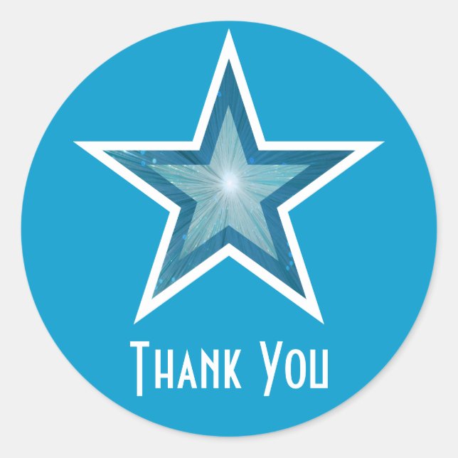 Blue Star "Obrigado" - etiqueta redonda azul (Frente)