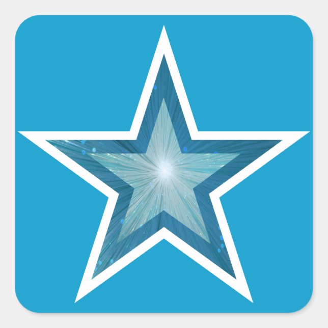 Blue Star quadrado adesivo azul (Frente)