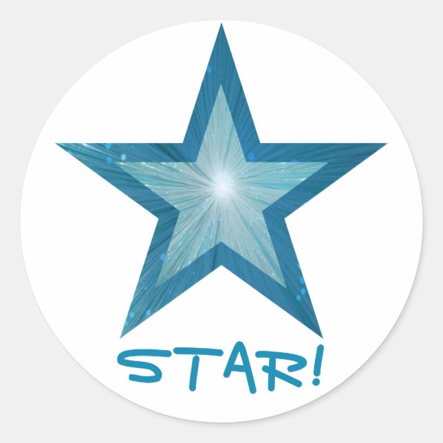 Blue Star 'STAR' branco adesivo redondo (Frente)