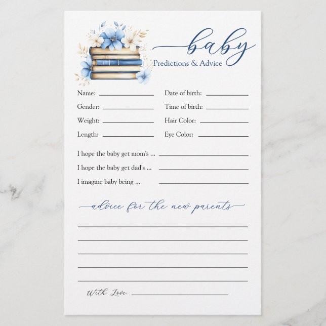 Blue Storybook Baby Brunch Predictions and Advice (Frente)