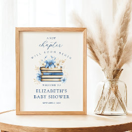 Blue Storybook Baby Shower Welcome Sign Poster