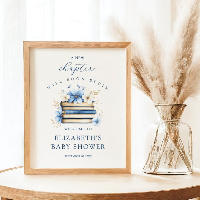 Blue Storybook Baby Shower Welcome Sign Poster (Criador carregado)