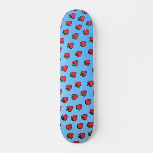 Blue Strawberry Vaporwave Designer Skateboard (Frente)