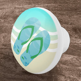 Blue Summer Beach Waves Flip Floor Door Knob