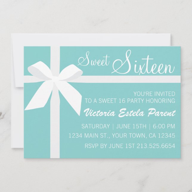 Blue Sweet 16 Convite (Frente)