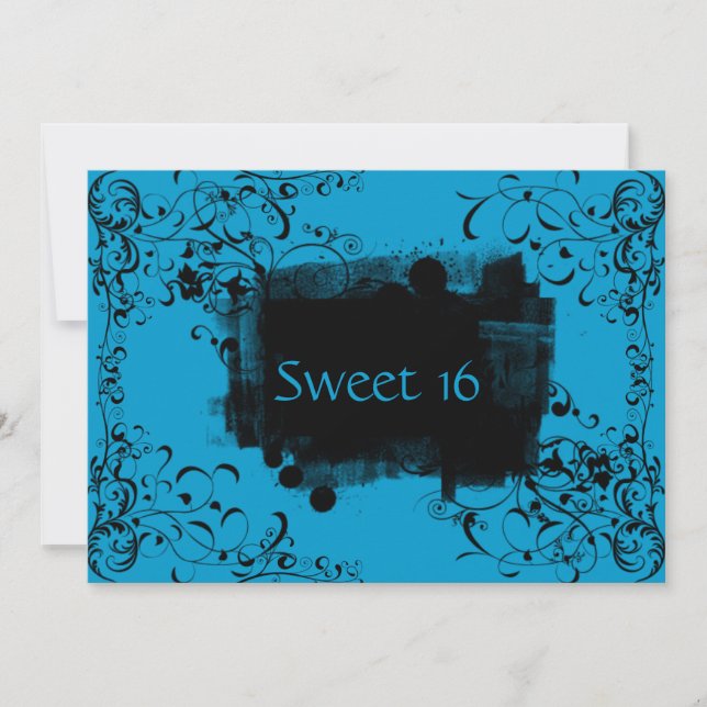 Blue Sweet Sessenta Convite de festas Blue Invite (Frente)