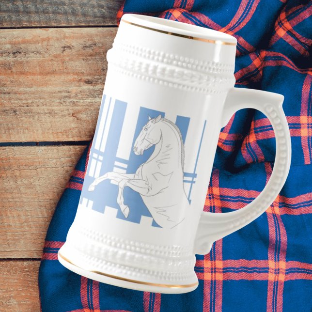 Blue Tartan Stallion Caneca de cerveja Mug (Criador carregado)
