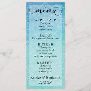 Blue & Teal Watercolor com Menu Mandala Wedding
