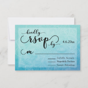 Blue & Teal Watercolor Mandala Modern Wedn RSVP